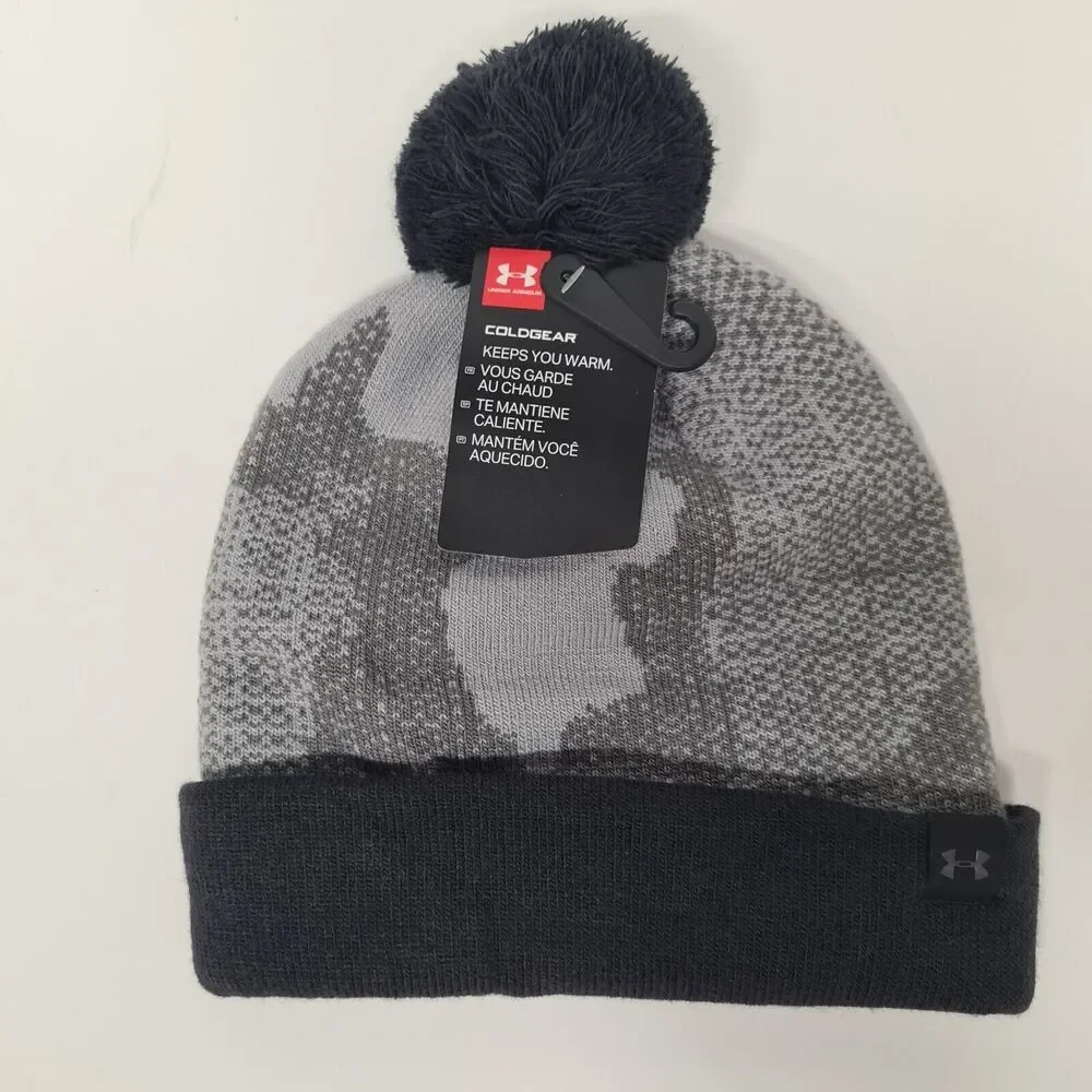 Under Armour Coldgear Beanie Gray Youth Kids 4-6 School Activewear Camouflage